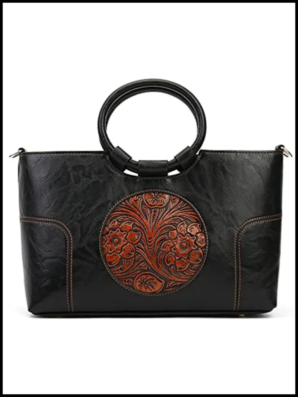 Vintage Embossed Totem Satchel Handbag Women Top Handle Shoulder Bag Faux